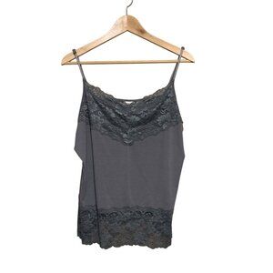 VTG CATO Women’s Camisole Sz XL Gray Lace Trim Spaghetti Straps Y2K Lagenlook